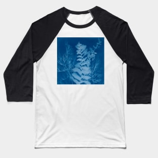 Blue Cyanotype Fern & Herbs Sun Print Baseball T-Shirt